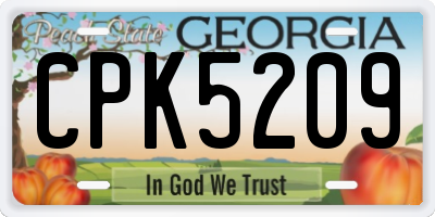 GA license plate CPK5209