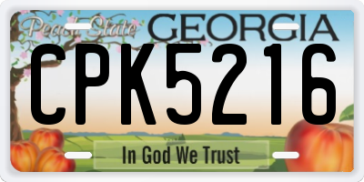 GA license plate CPK5216