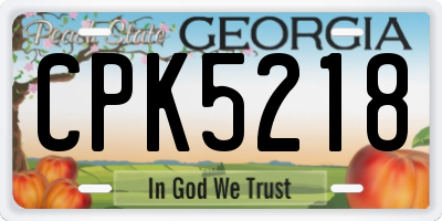 GA license plate CPK5218