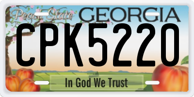 GA license plate CPK5220