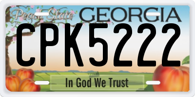 GA license plate CPK5222