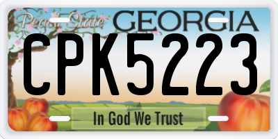 GA license plate CPK5223