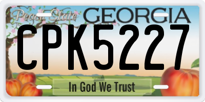 GA license plate CPK5227