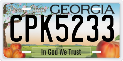 GA license plate CPK5233