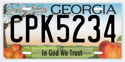 GA license plate CPK5234