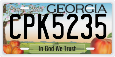 GA license plate CPK5235