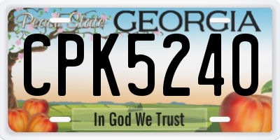 GA license plate CPK5240