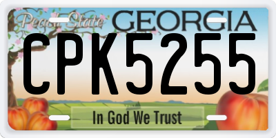 GA license plate CPK5255