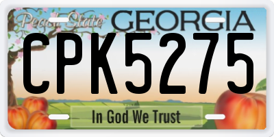 GA license plate CPK5275