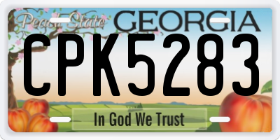 GA license plate CPK5283