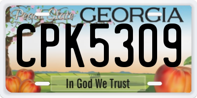 GA license plate CPK5309