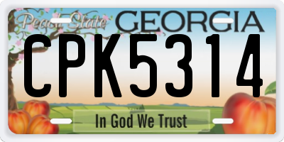 GA license plate CPK5314
