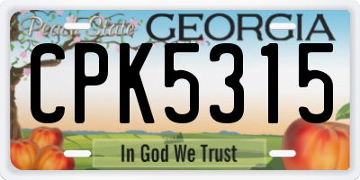 GA license plate CPK5315