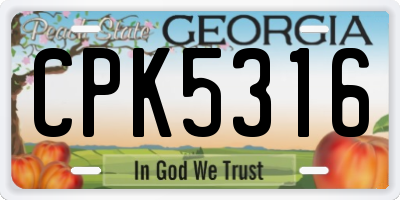 GA license plate CPK5316