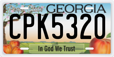 GA license plate CPK5320