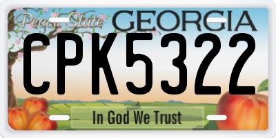 GA license plate CPK5322