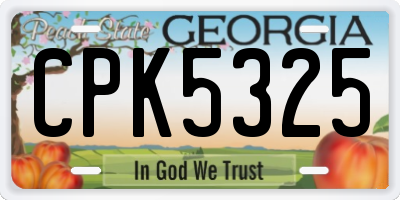GA license plate CPK5325