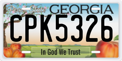 GA license plate CPK5326