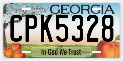 GA license plate CPK5328