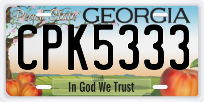 GA license plate CPK5333