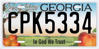 GA license plate CPK5334