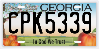 GA license plate CPK5339