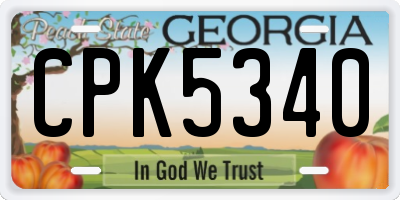 GA license plate CPK5340