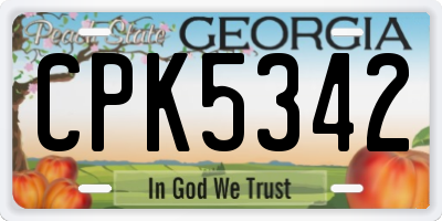 GA license plate CPK5342
