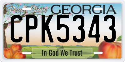 GA license plate CPK5343