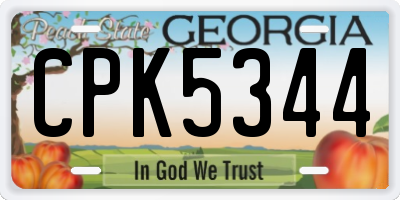 GA license plate CPK5344