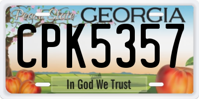 GA license plate CPK5357