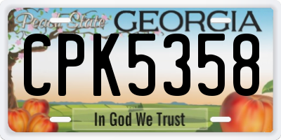 GA license plate CPK5358