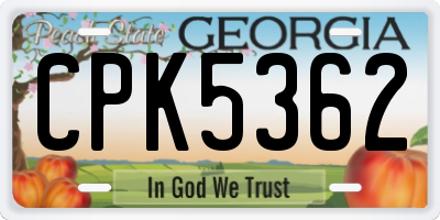 GA license plate CPK5362