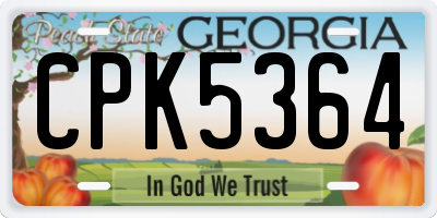 GA license plate CPK5364