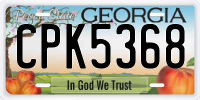 GA license plate CPK5368