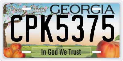 GA license plate CPK5375