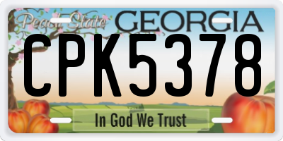 GA license plate CPK5378