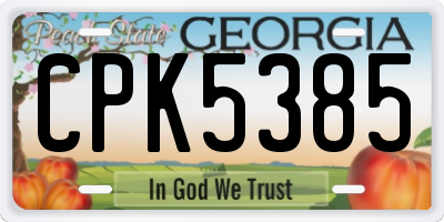 GA license plate CPK5385