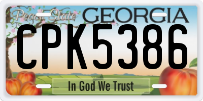 GA license plate CPK5386
