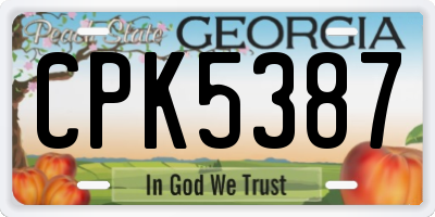 GA license plate CPK5387
