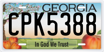 GA license plate CPK5388