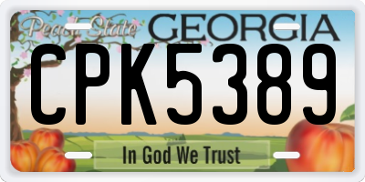 GA license plate CPK5389