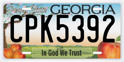 GA license plate CPK5392