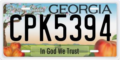 GA license plate CPK5394