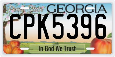 GA license plate CPK5396