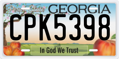 GA license plate CPK5398