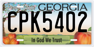 GA license plate CPK5402