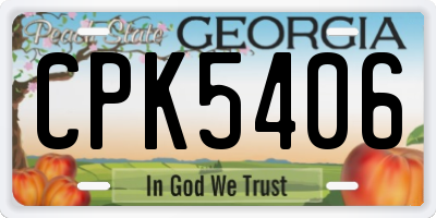 GA license plate CPK5406