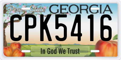 GA license plate CPK5416