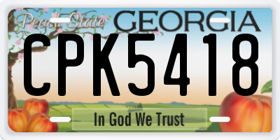 GA license plate CPK5418